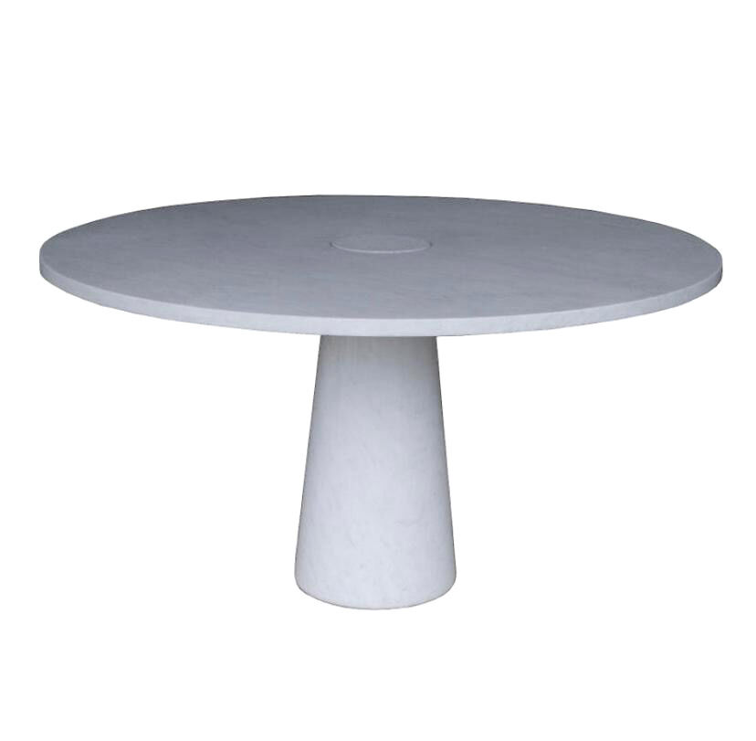 Eros round dining table in white Carrara marble, Italy, 70s in
