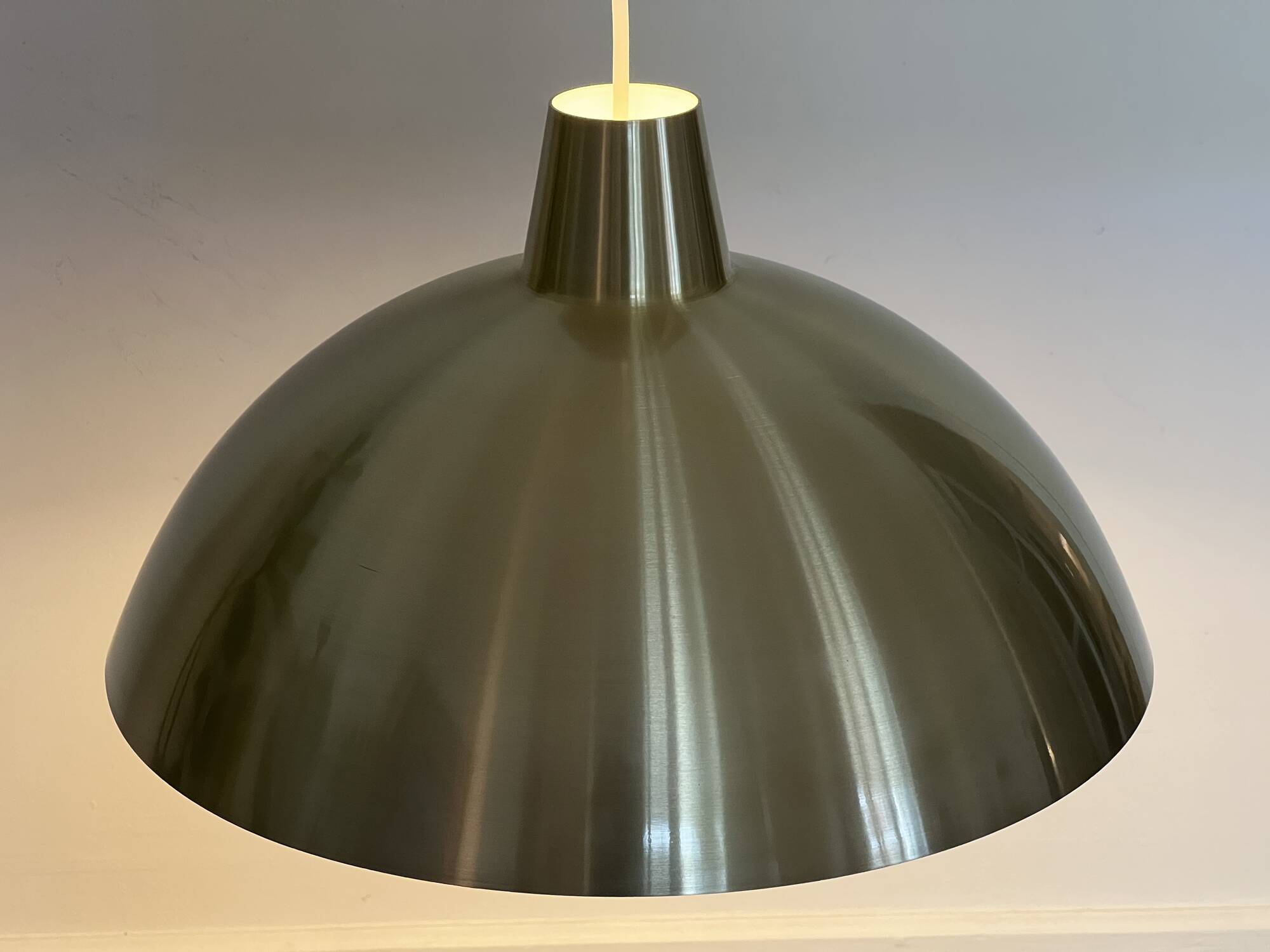 Golden aluminum pendant light by Lyfa. Denmark 1970s