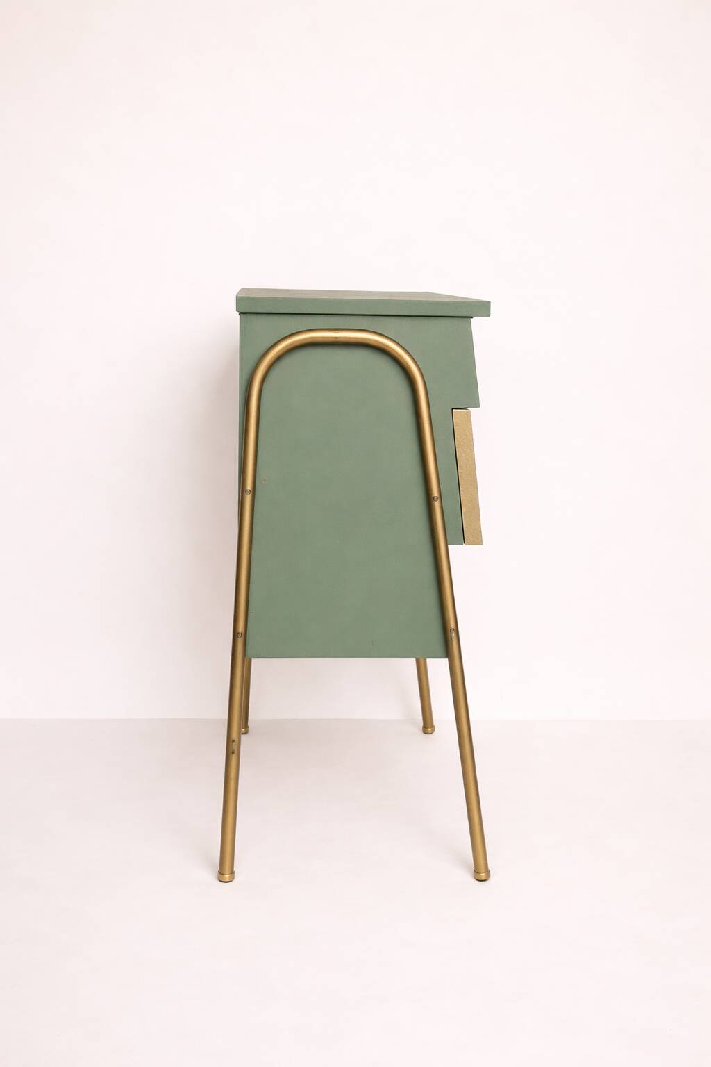 Vintage 1970s work table with a foldable top and drawer.