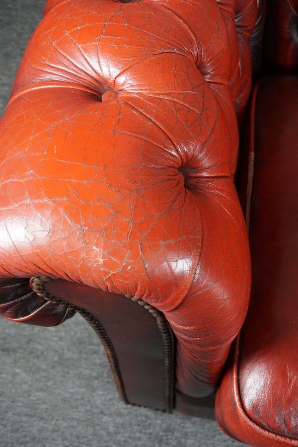 Chesterfield sofa 3 places in cowhide leather