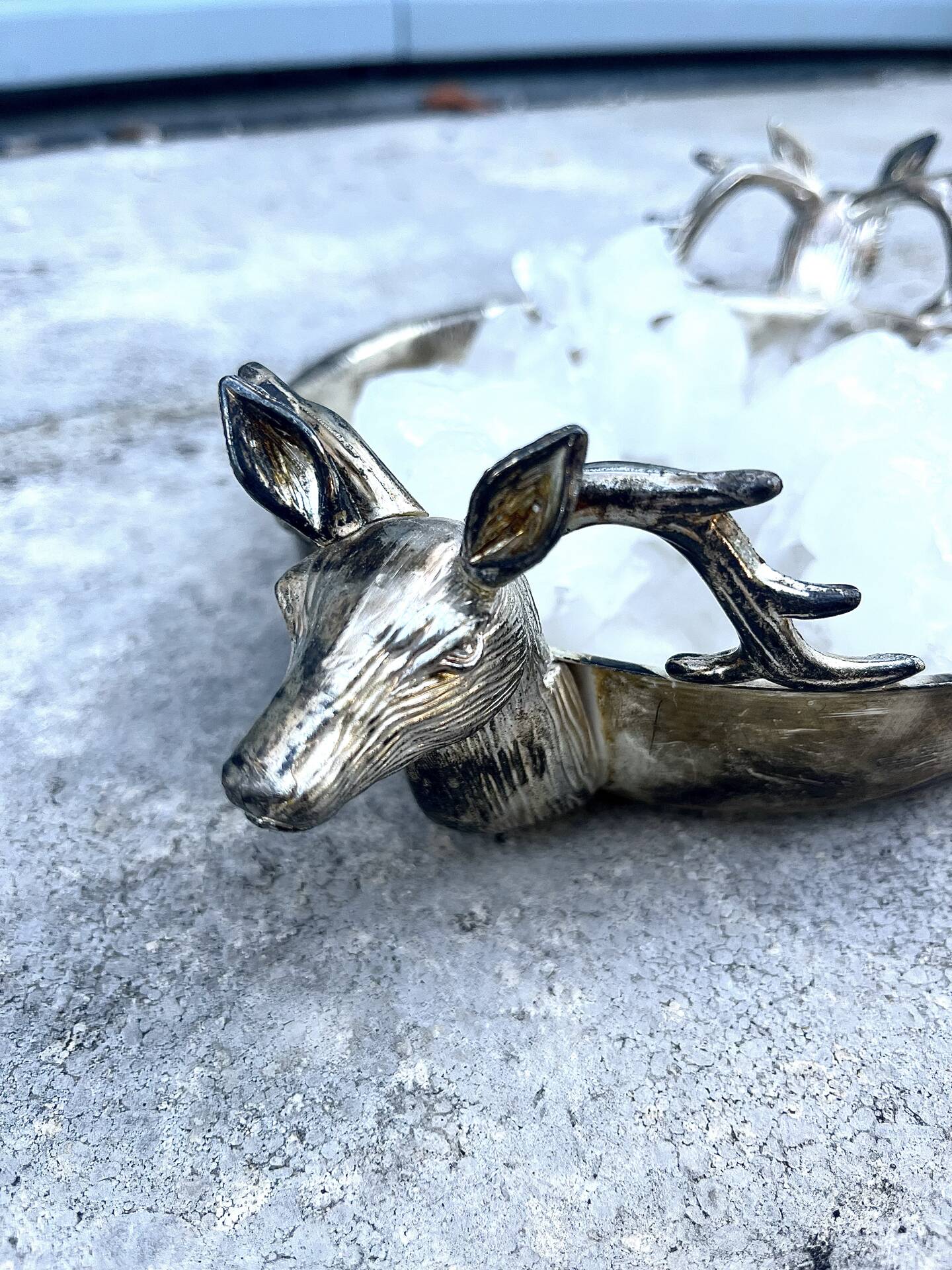 Stag Head Ice Dish Silver Plated Deer Barware