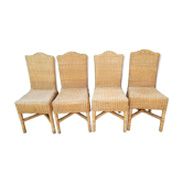 Chaises vintage en bambou et osier  70's
