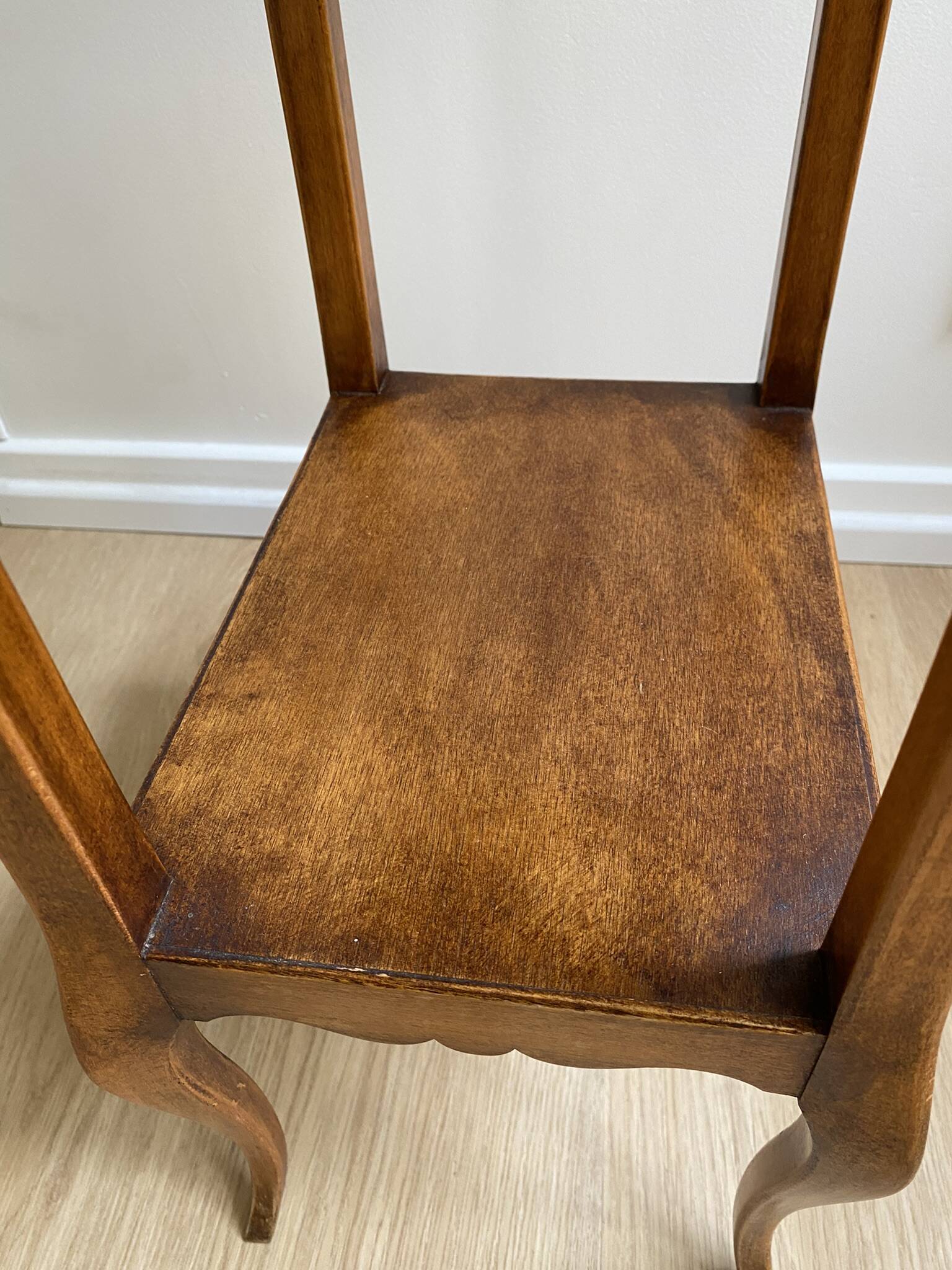 Small bedside table, nightstand, two-top ash plant stand with discreet drawer