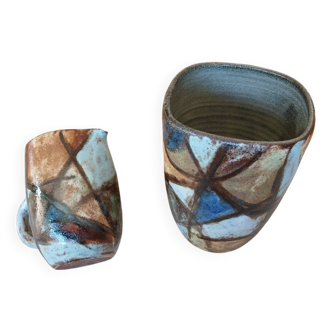 Vase and small pitcher A Kostanda Vallauris
