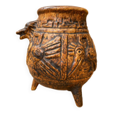Antique jasba keramik lava pottery vase aztec decor 1970 vintage
