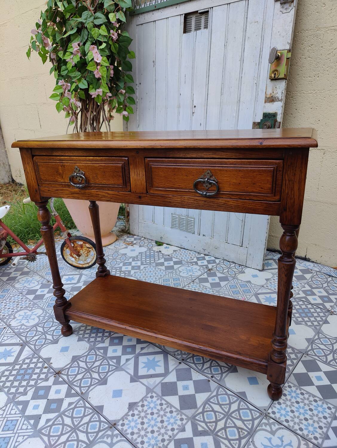 Console vintage bois massif