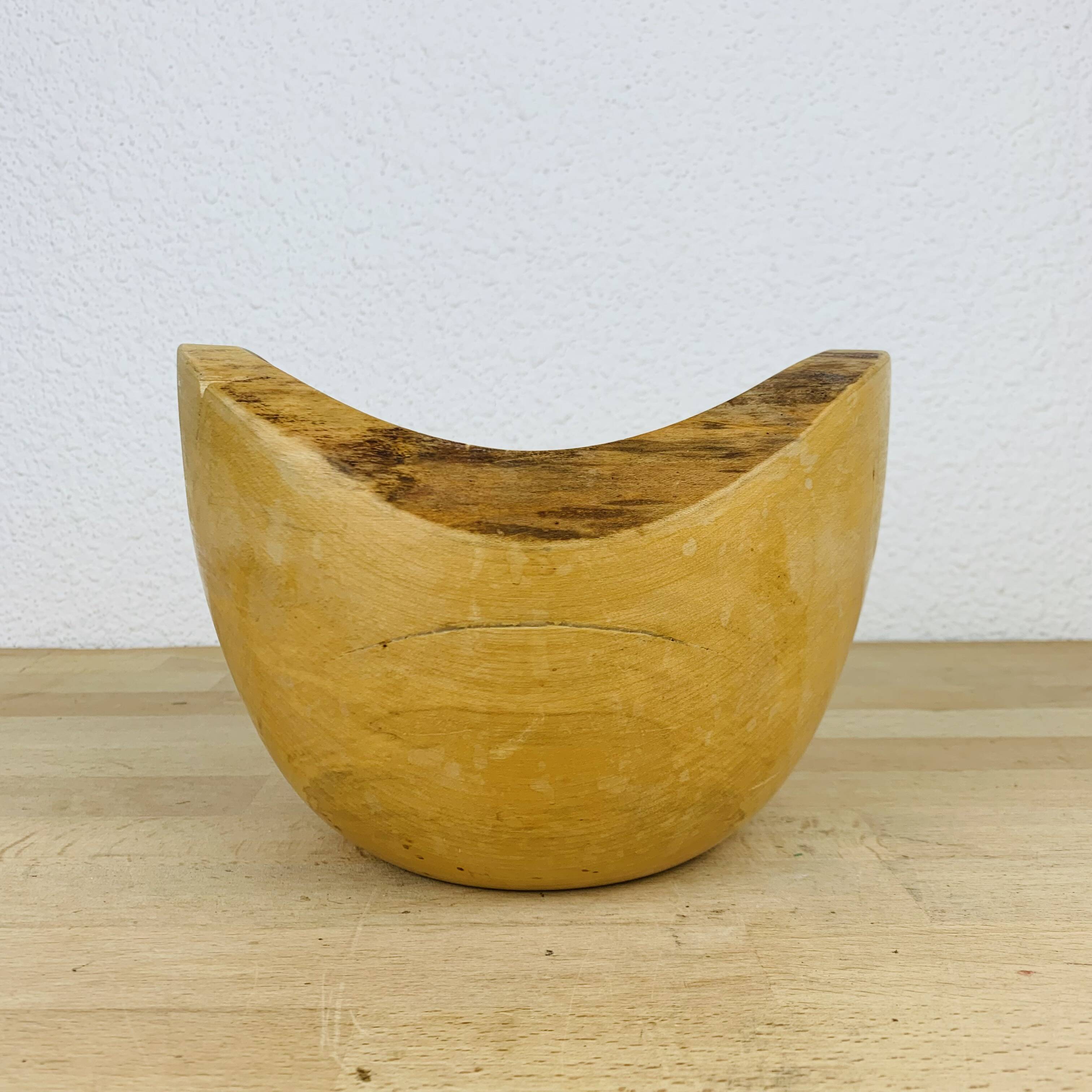 Vintage brutalist wooden cup, pocket tray