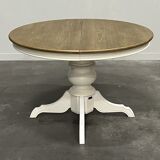 Round extendable oak dining table