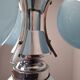 1930s Czech Art Deco Blue Opaline Glass and Chrome Four-Light Chandelier