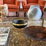 Mid-century brass and wood bowl, Italy 1970s