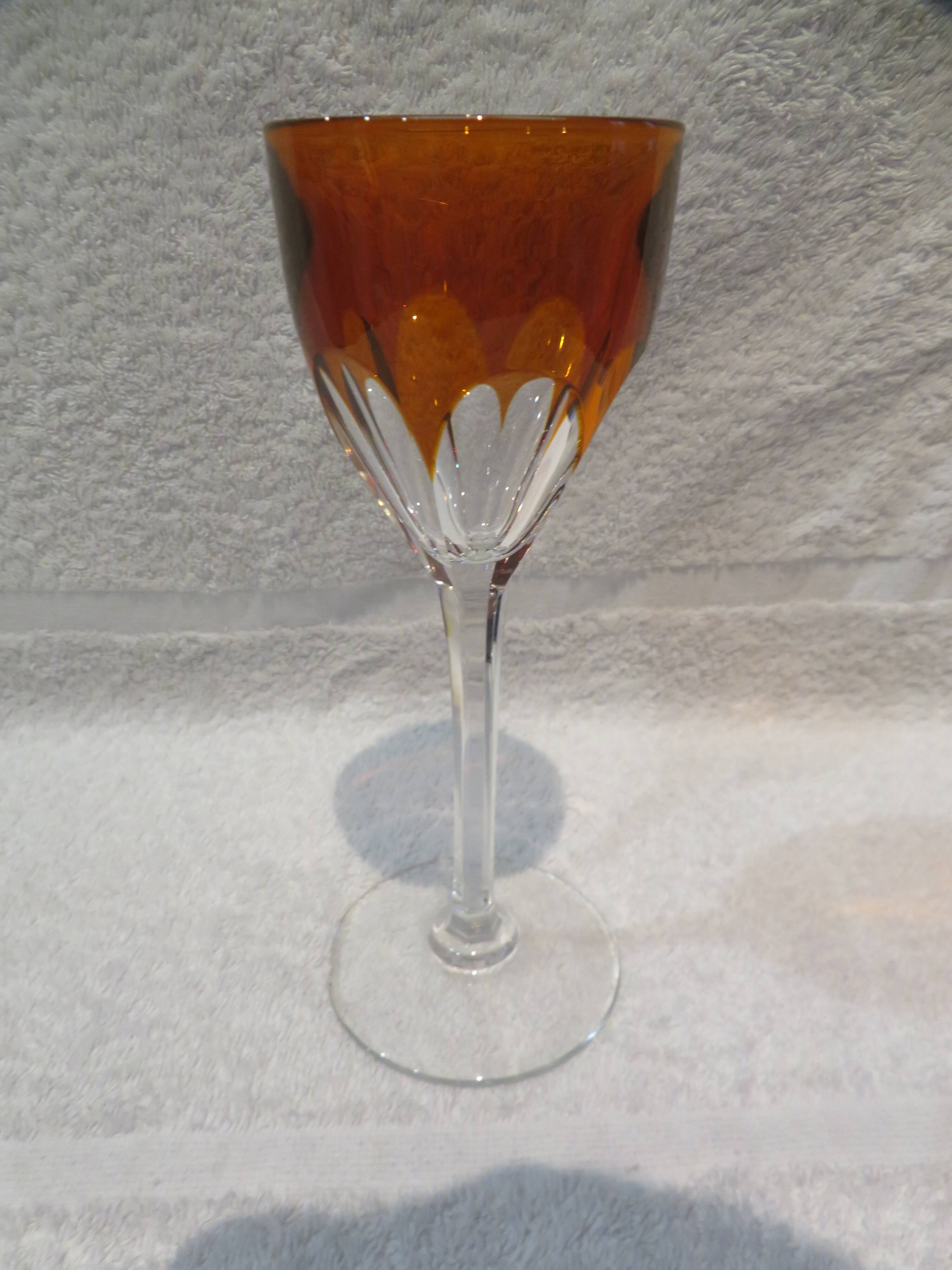 Baccarat crystal wine glass 12cl model Genova lined Amber ground base