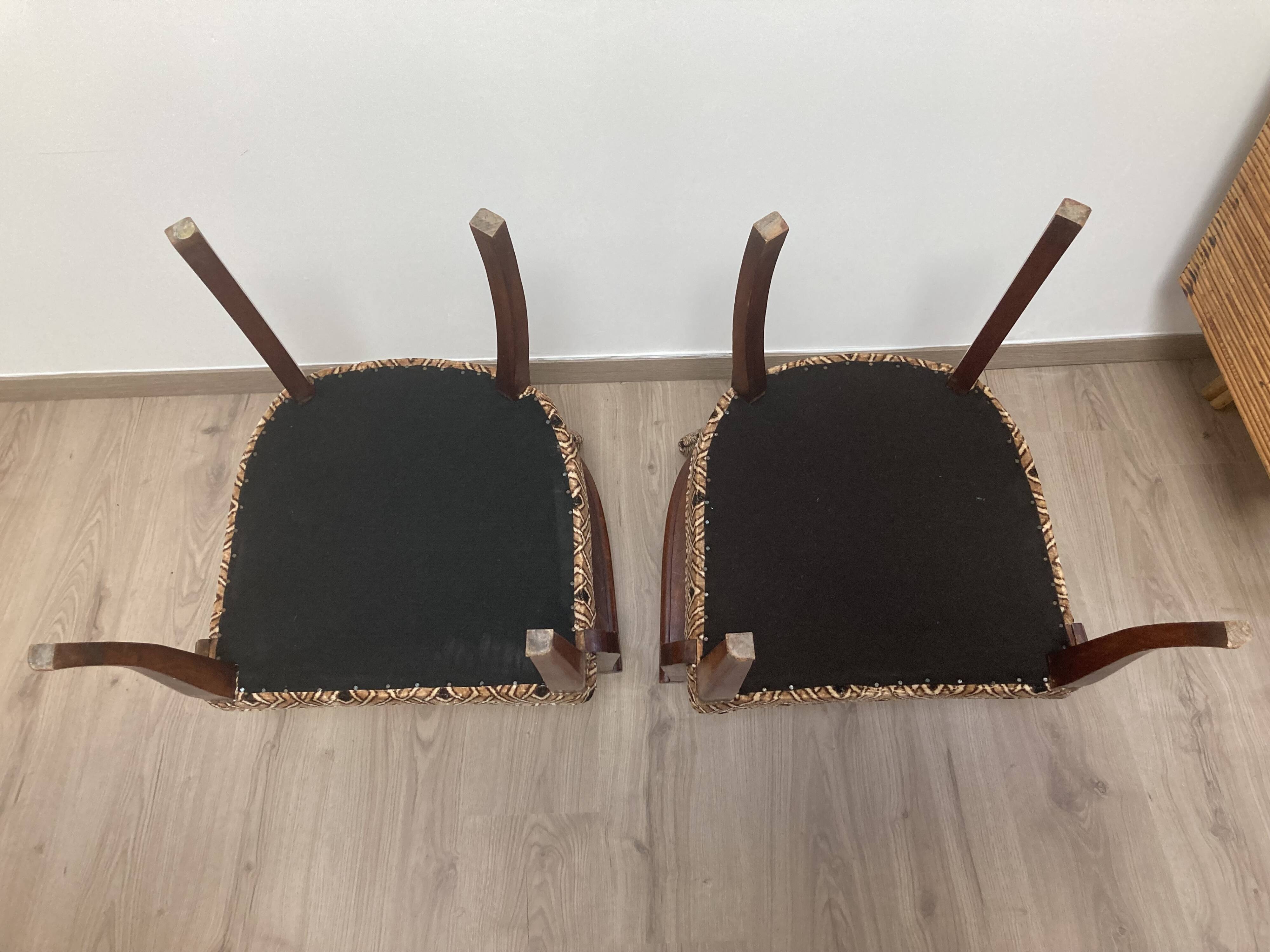 Pair of armchairs bridge in teak circa 1970 vintage