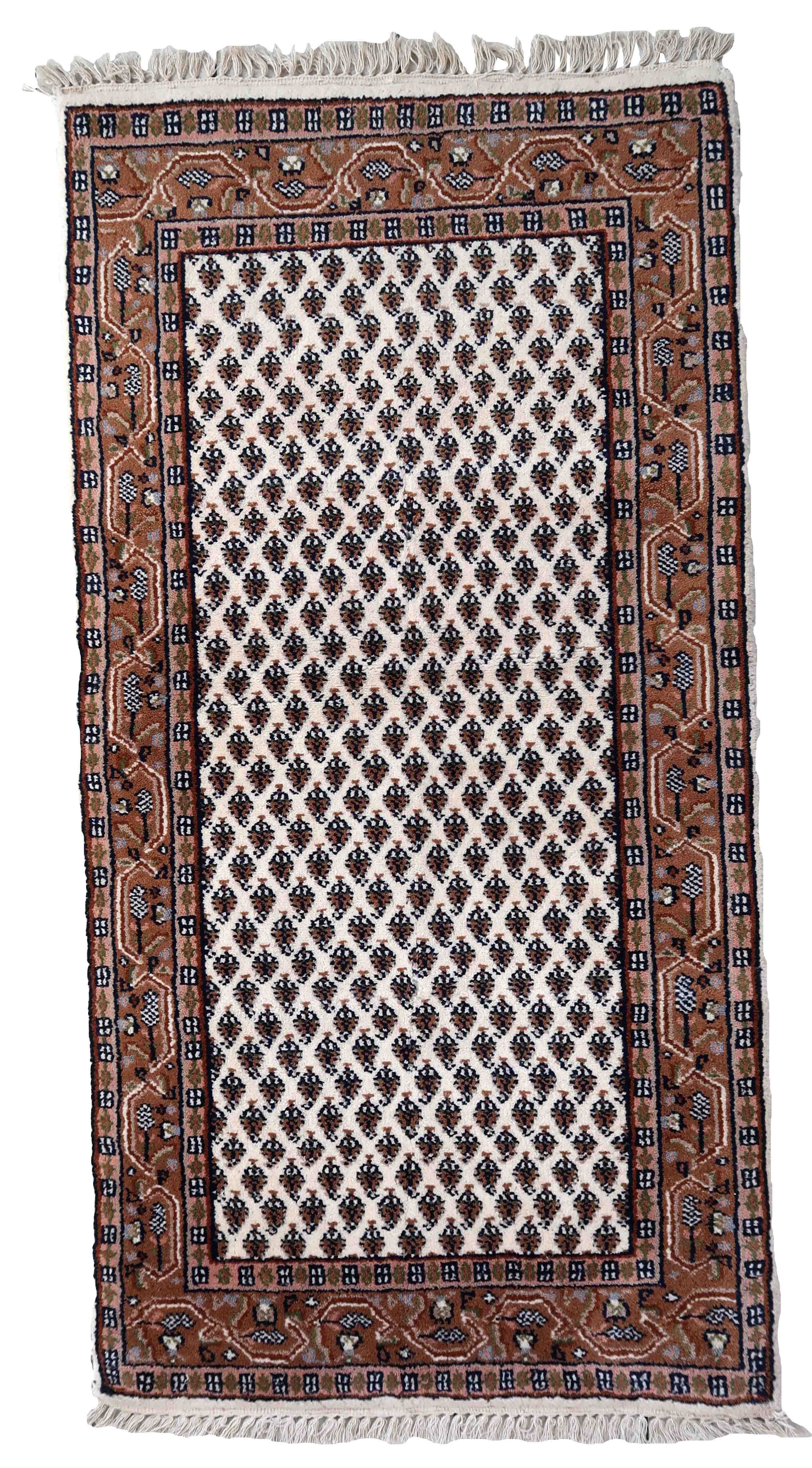 Vintage indian carpet seraband handmade 73cm x 140cm 1970s