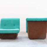Set of two Lev & Lev armchairs in fabric, removable covers, with fiberglass structure, year