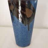 Ceramic vase with blue glaze 25cm Signed Jean Cacheleux Puisaye