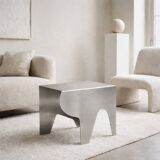 Contemporary Sculptural Stainless Steel Side Table, Minimalist Design