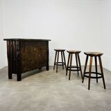 3 brutalist bar stools in Scandinavian style from the 60s