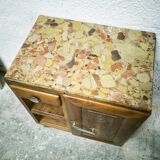 Art deco wood and marble bedside table