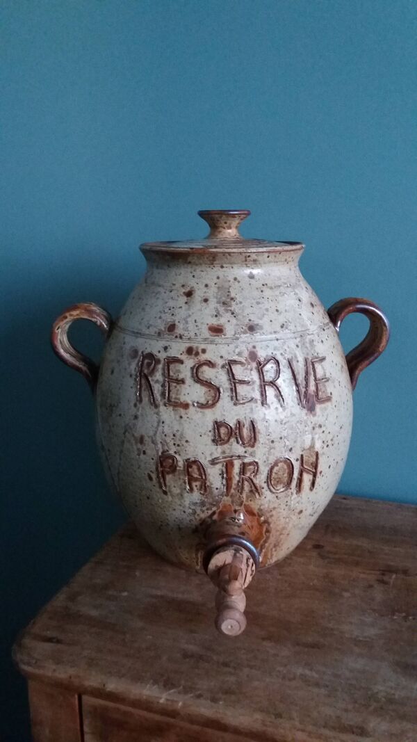 Vinaigrier pot jarre à alcool signé Jean-Pierre Prud’homme grès de Puisaye