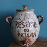 Vinaigrier pot alcohol jar signed Jean-Pierre Prud’homme stoneware from Puisaye