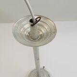 Vintage suspension in aluminum metal and opaline glass globe – Industrial design