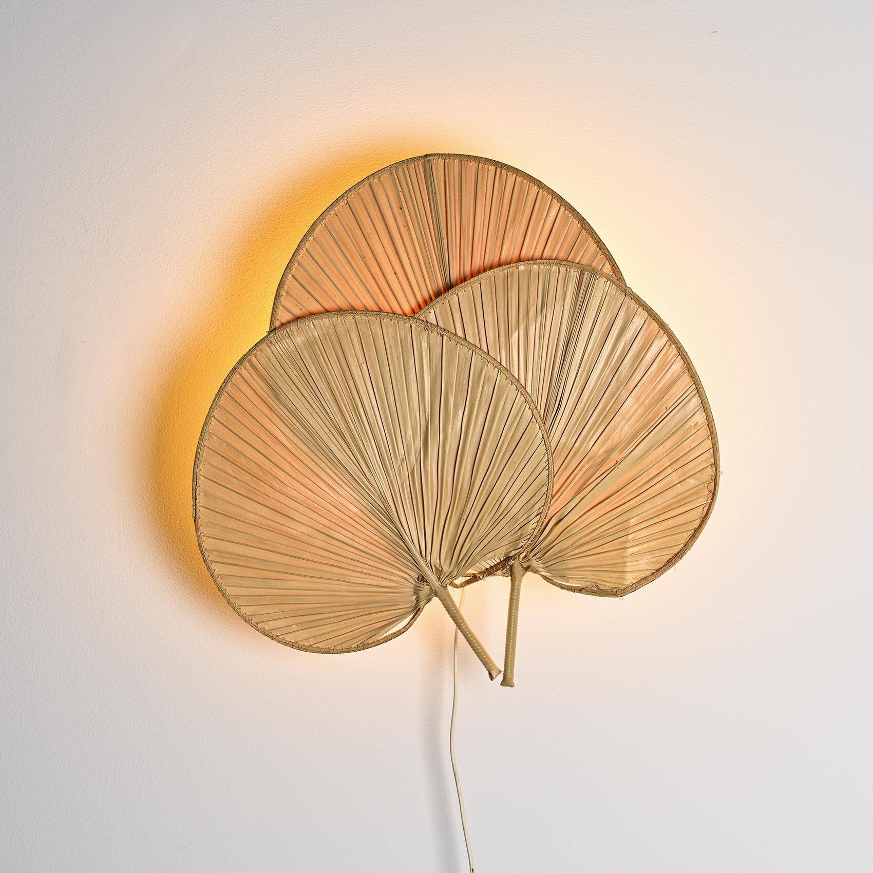 Palm leaf wall lamp, France circa 1970