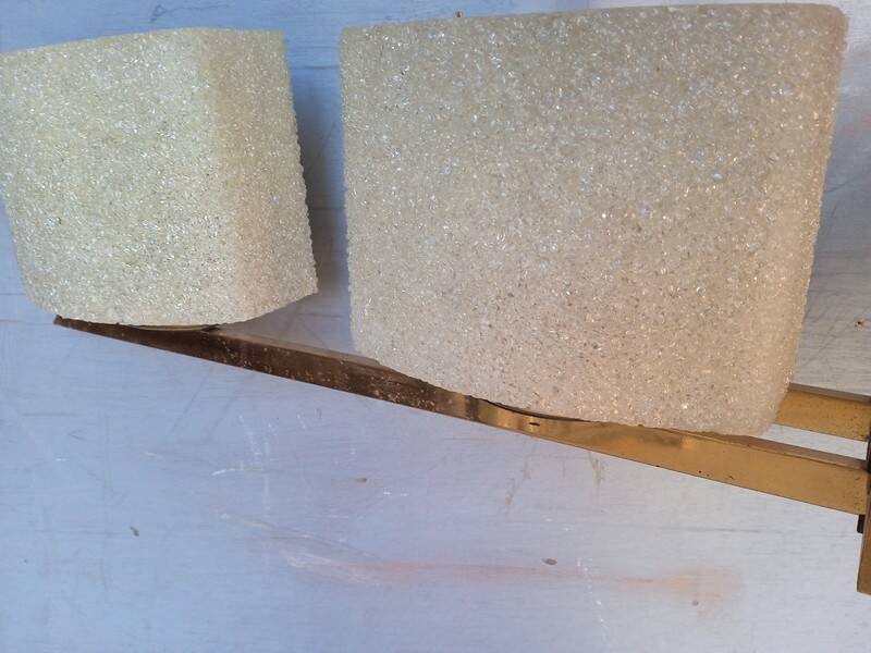 Arlus chandelier gold metal granite glass ep 1950