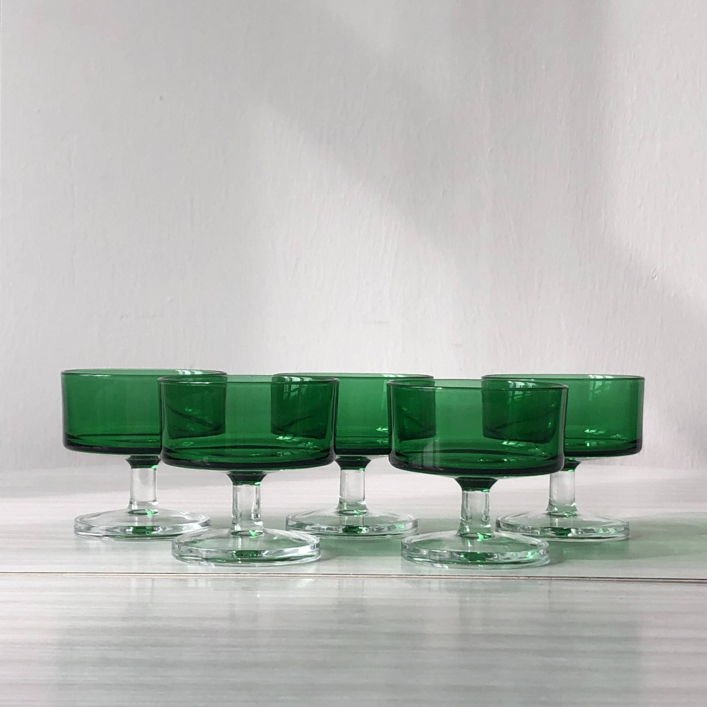 6 translucent green champagne glasses, Cavalier Luminarc dessert glasses