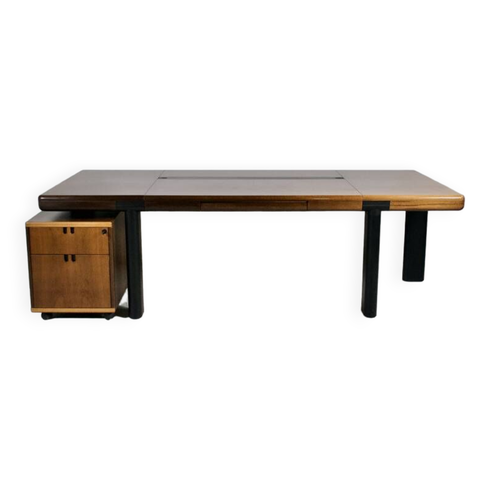 Important walnut executive desk for faram 1957 italy publisher 80's