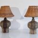 Paire de lampes en grés scarifié de Christian Pradier