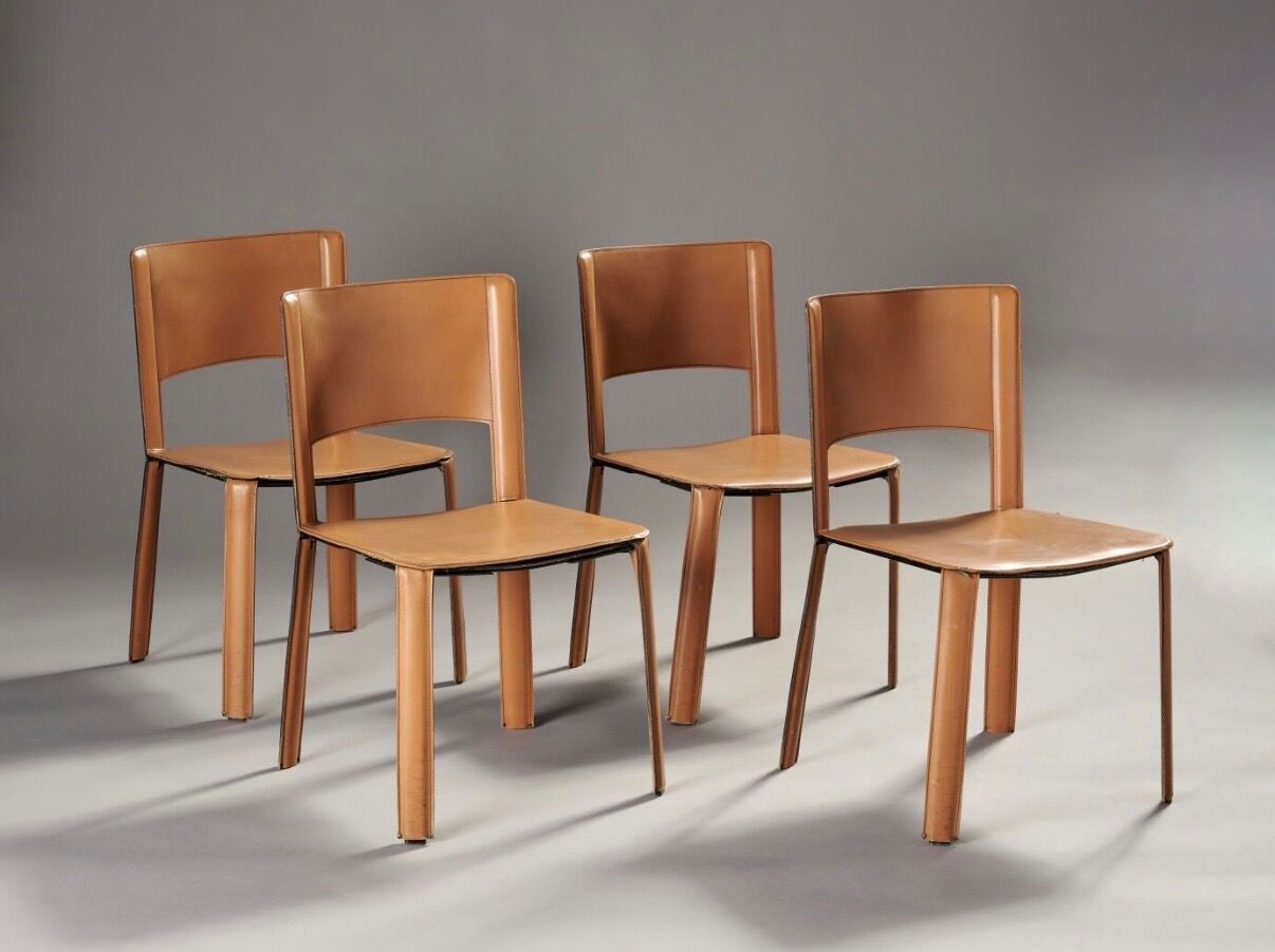 4 chaises en cuir CIDUE, vers 1980
