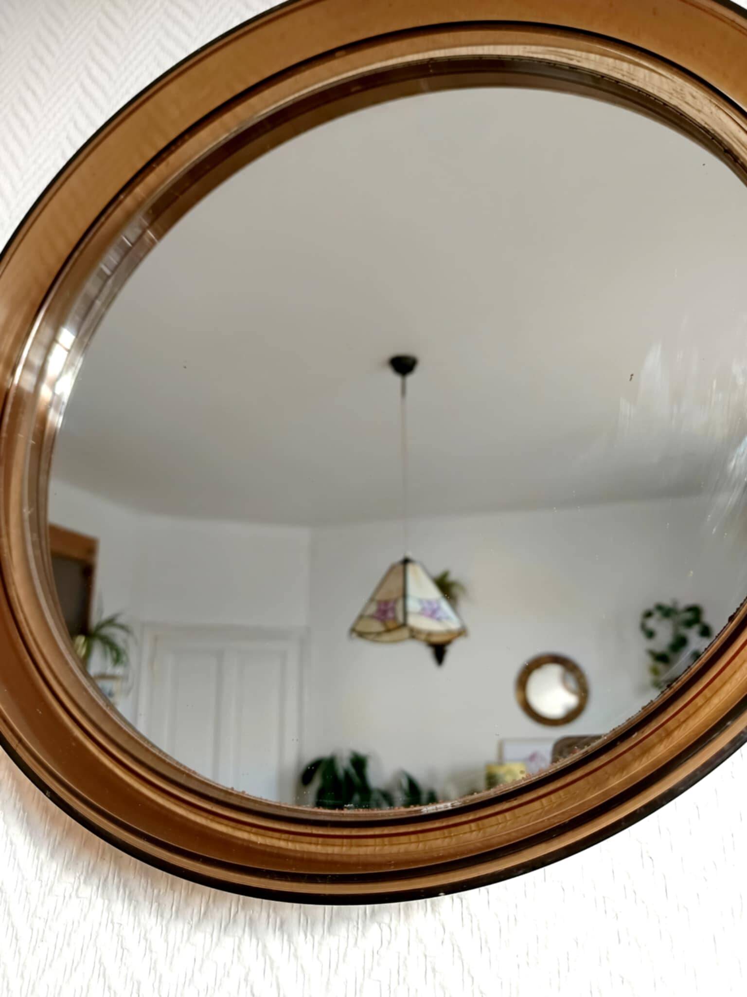 Round 40cm plexiglass mirror Gilac 1970