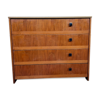 Modernist shoe cabinet 1960 in vintage walnut