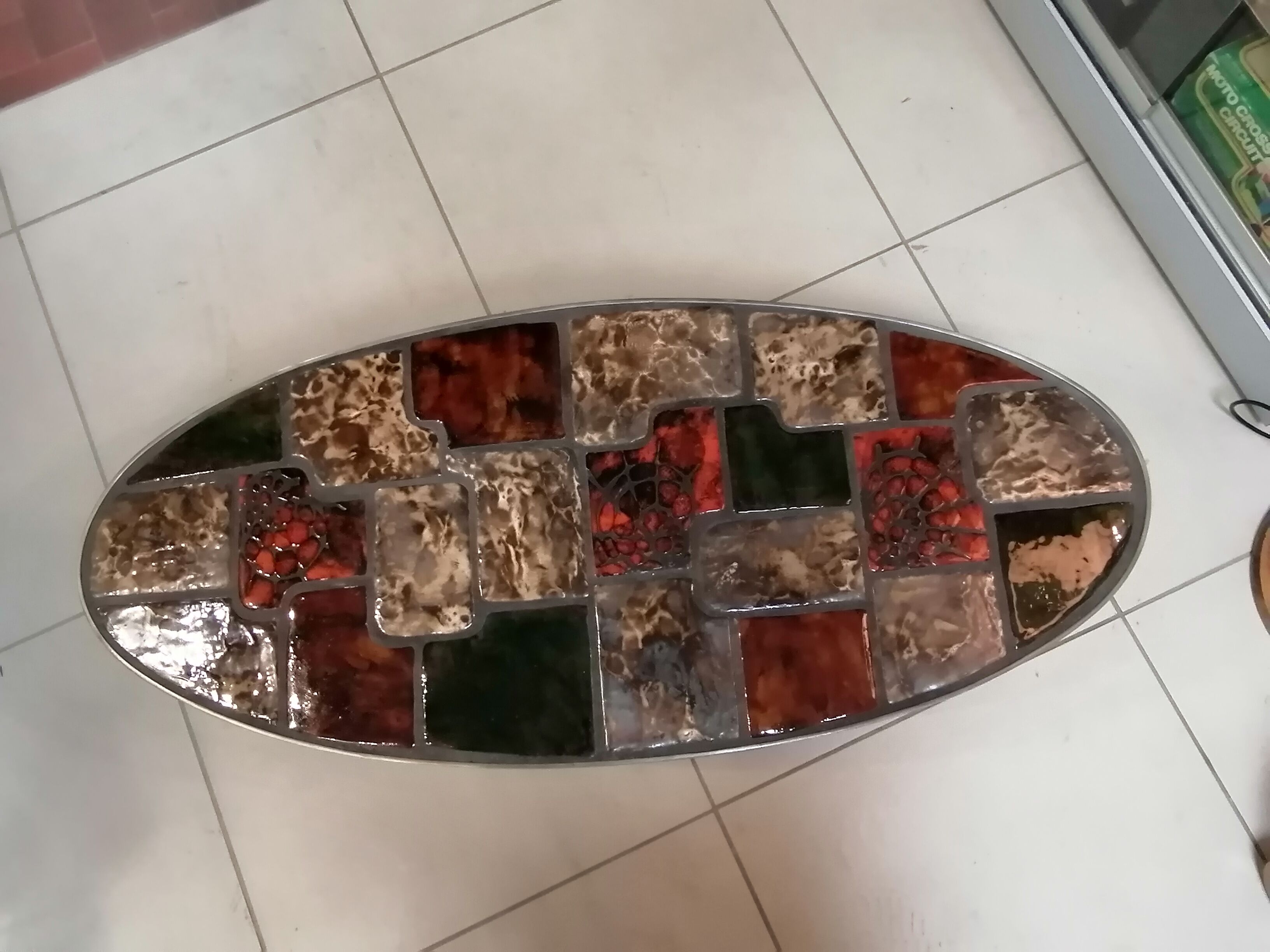 Vintage ceramic steel coffee table