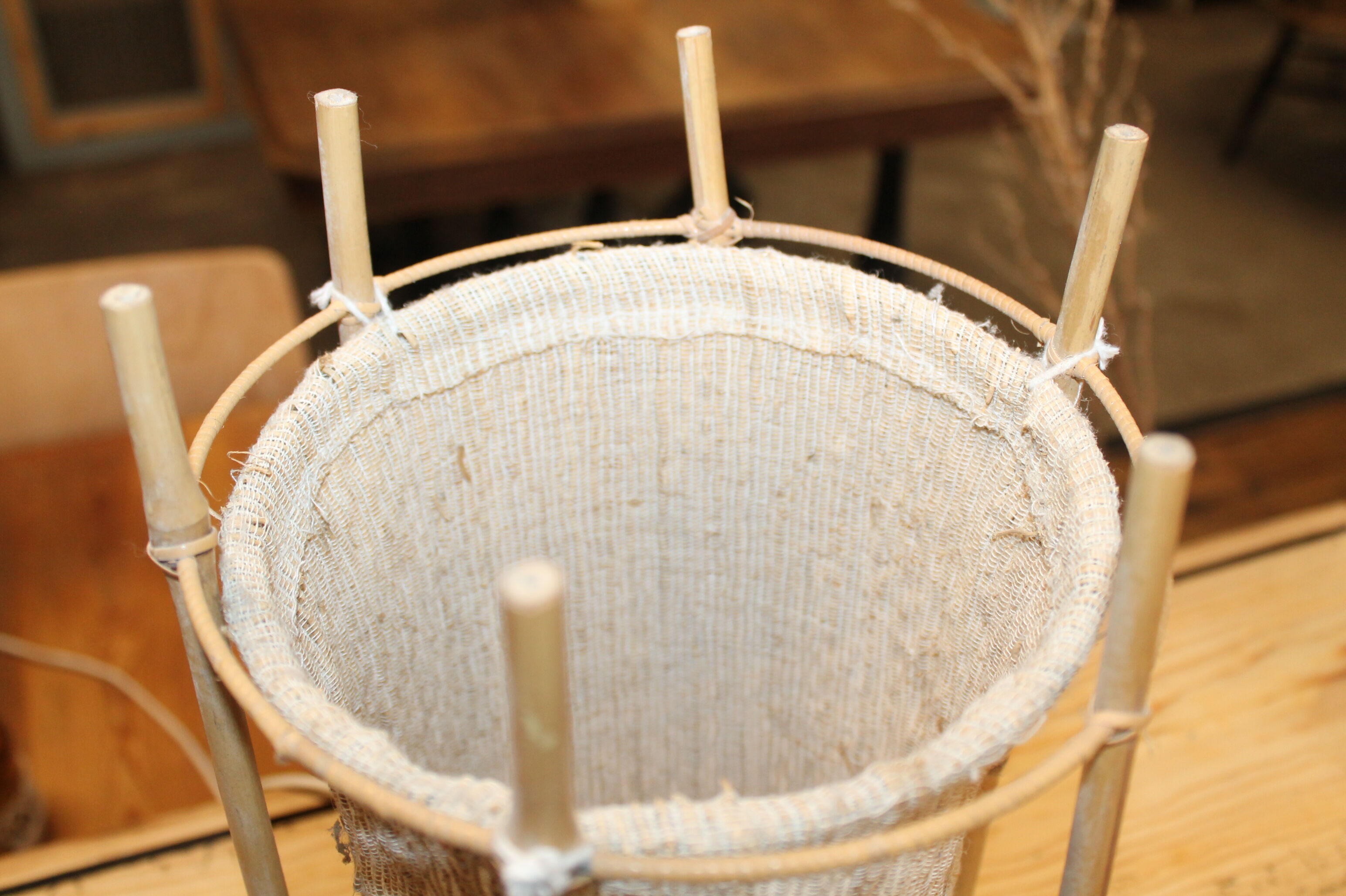 Bamboo and canvas lamp