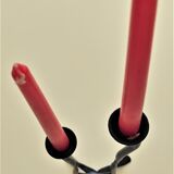 Bougeoir double en fer forgé avec bougies
