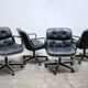 Black leather armchair by Charles Pollock for Knoll International