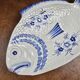 Elegant large vintage fish platter Portugal – Cobalt blue ceramic – 45 cm
