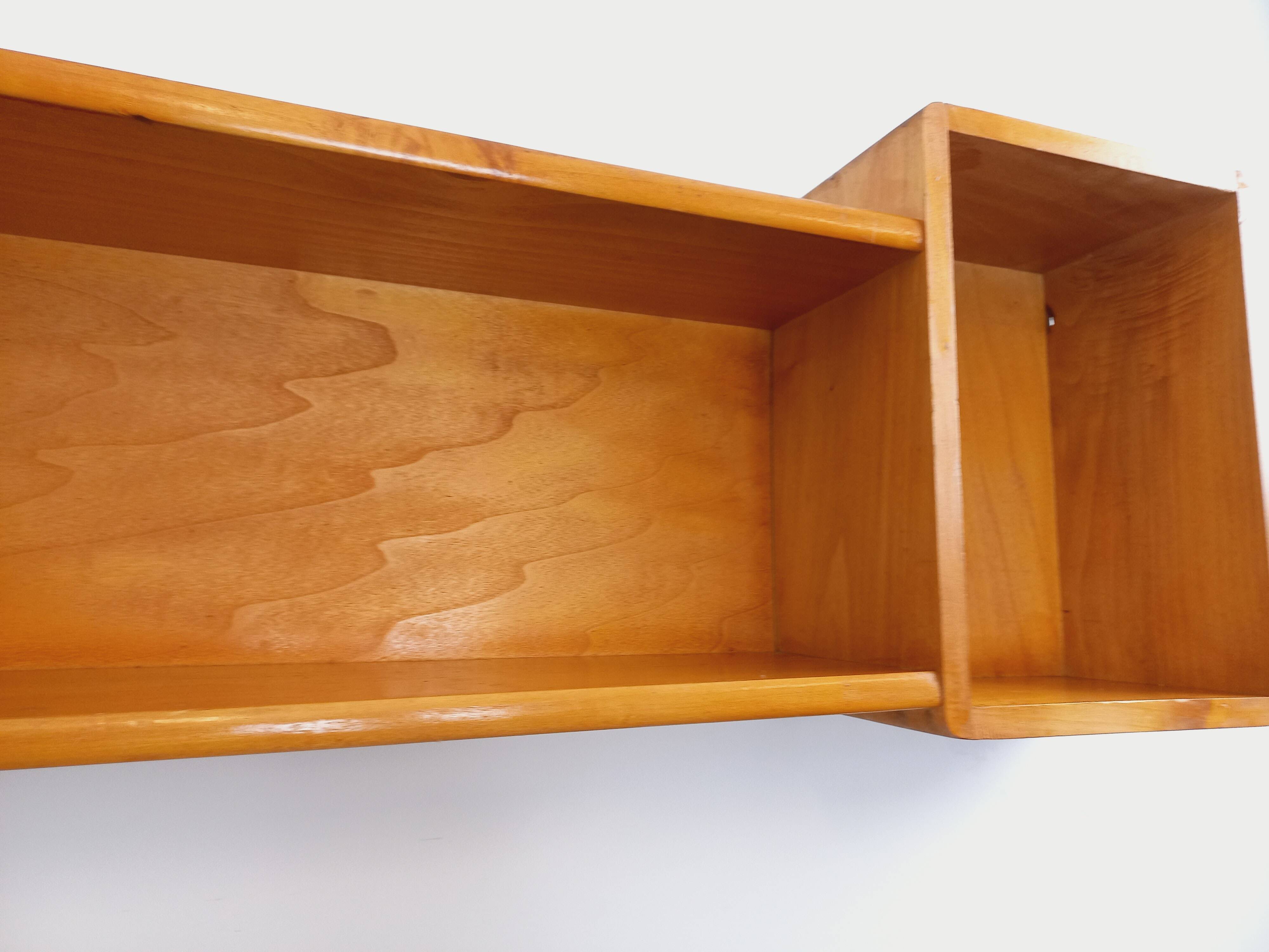Vintage wooden corner wall shelf from the 60s 70s.