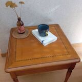 Table basse carrée merisier avec marqueterie, vers 1950