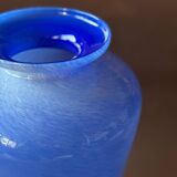 Large blue glass vase 37cm