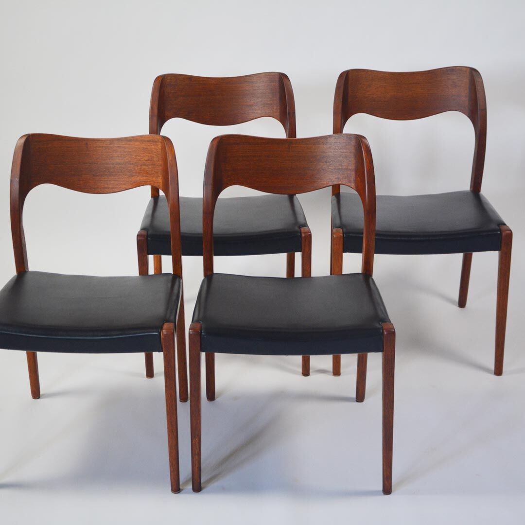 Set of four Niels Møller chairs Model 71 for J.L Møller