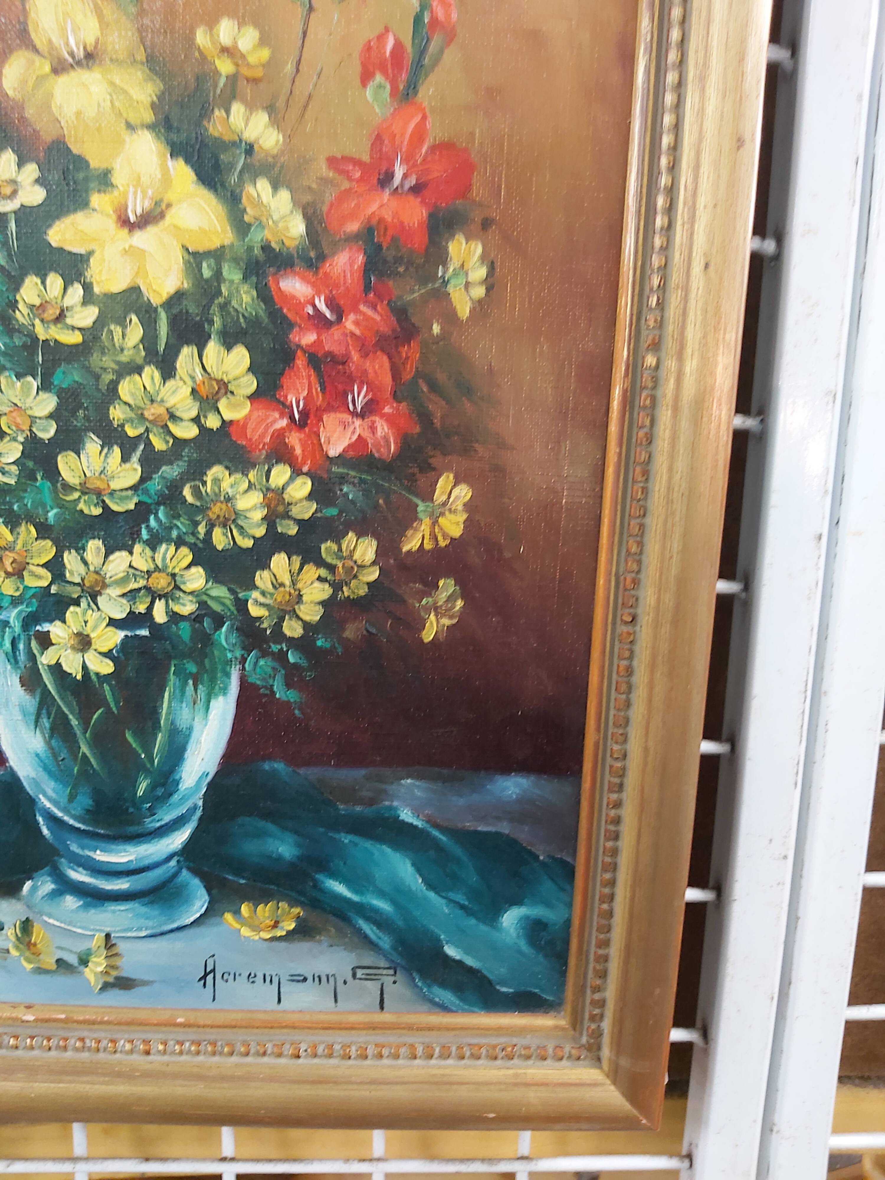 Oil on canvas bouquet of flowers