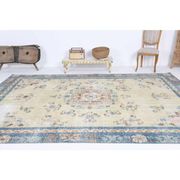 Vintage Turkish Hand-Knotted Wool Cotton Beige Area Rug 230x340