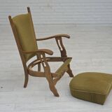 1970s, Scandinavian armchair, cotton/wool fabric, solid oak wood.