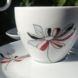Service en porcelaine à café -ancien signé Roussel J. décor marguerite