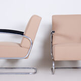 Chrome Bauhaus Armchairs designed by Mücke Melder, fully Refurbished