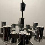 Italian Large Midcentury Chrome Chandelier 15 Lights