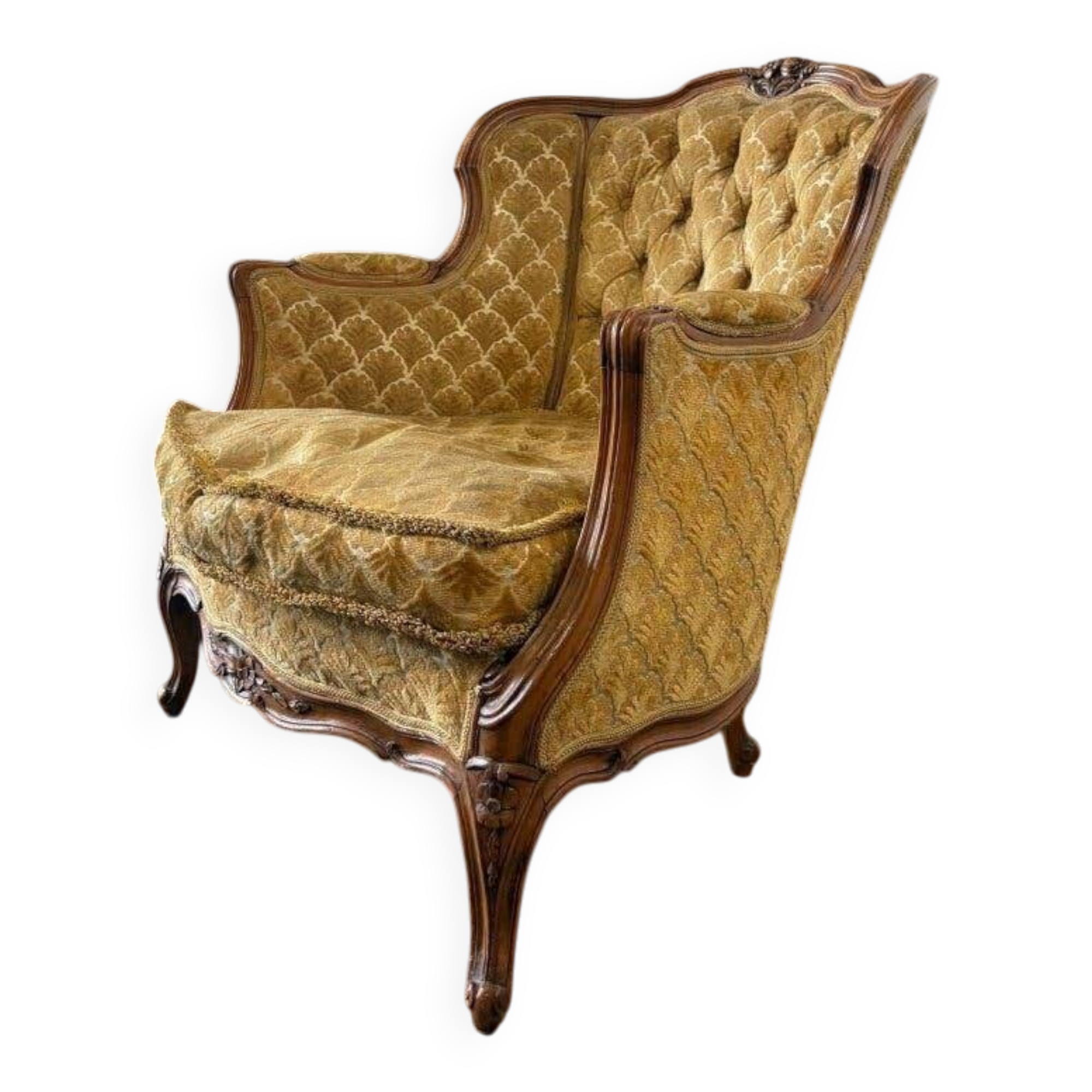 Fauteuil baroque vintage jaune doré / une place / canapé