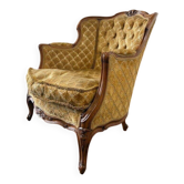 Vintage golden yellow baroque armchair / single seat / sofa